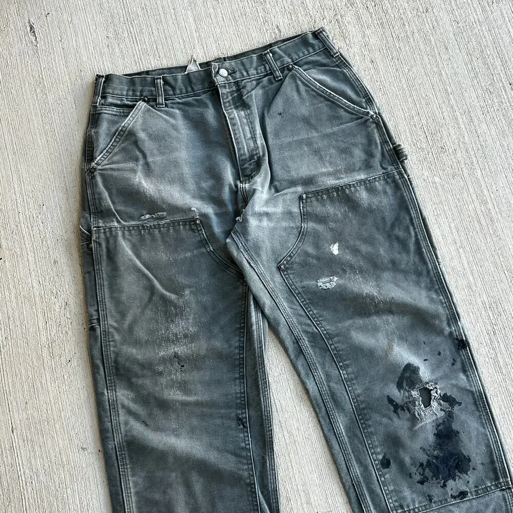Carhartt faded green double knee work wear carpenter pants